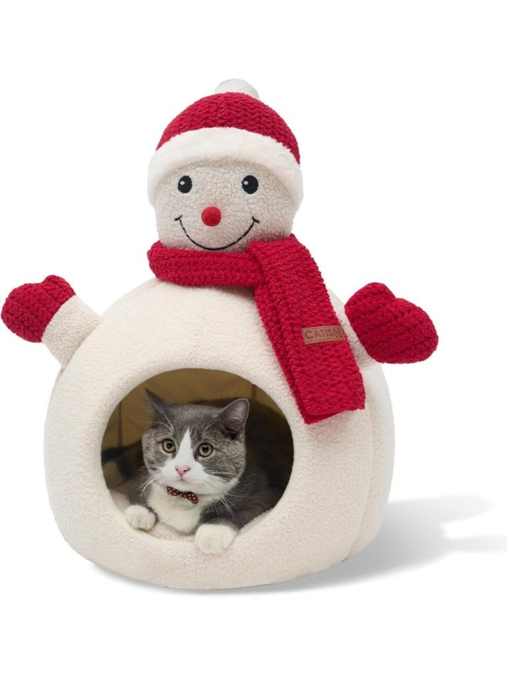 Cozy Christmas Cat Bed - Snowman Design for Indoor Cats, Festive Pet Comfort